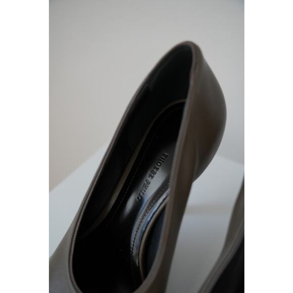 PHOEBE PHILO Nappa Green Olive Square Toe Pump Heel Shoe Size 38 US 7.5 -8 - Picture 6 of 11